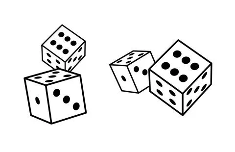 Dice cube line icon. Outline casino dice vector gamble illustration line icon. Stock Illustration