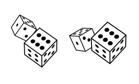 Dice cube line icon. Outline casino dice vector gamble illustration line icon. Stock Illustration