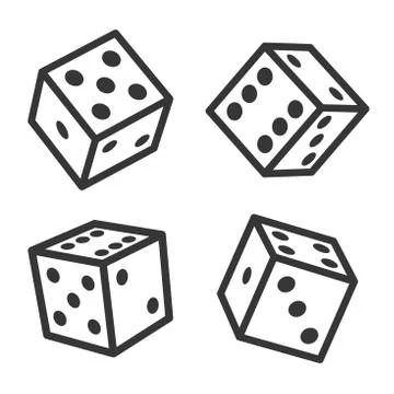 Dice Cubes Set on White Background. Vector Stock Illustration