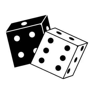 Dice, cubes, vector illustration outline icon isolated on white background Stock Illustration