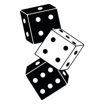 Dice, cubes, vector illustration outline icon isolated on white background Stock Illustration