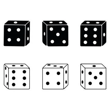 Dice, cubes, vector illustration outline icon isolated on white background Stock Illustration