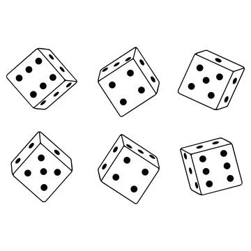 Dice, cubes, vector illustration outline icon isolated on white background Stock Illustration