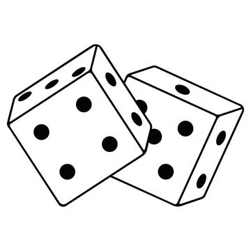 Dice, cubes, vector illustration outline icon isolated on white background Stock Illustration