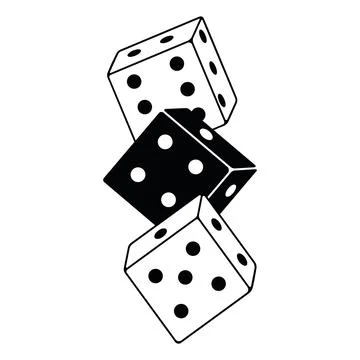 Dice, cubes, vector illustration outline icon isolated on white background Stock Illustration