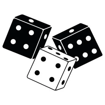 Dice, cubes, vector illustration outline icon isolated on white background Stock Illustration