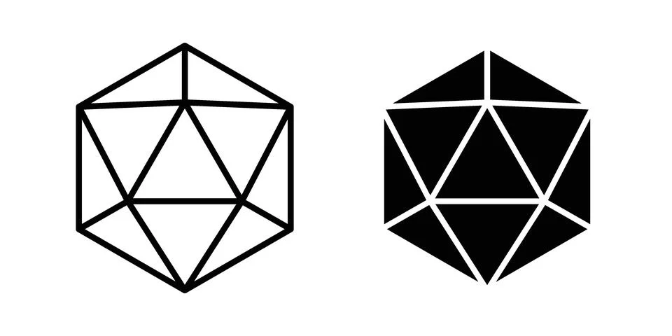 Dice d20 icon. Outline, flat icons Stockillustratie