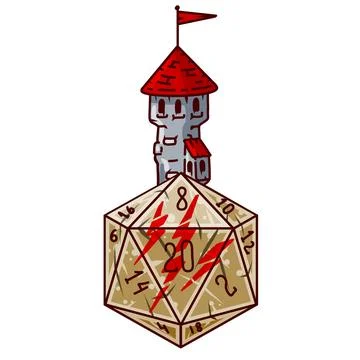 Dice d20 for playing Dnd. Stock Illustration