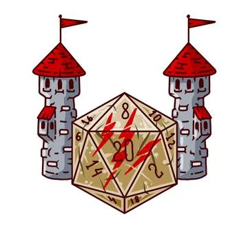 Dice d20 for playing Dnd. Stock Illustration