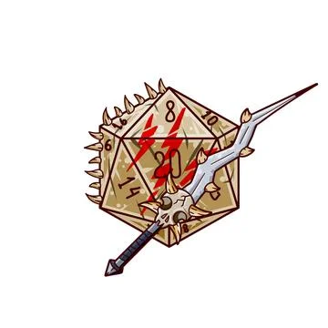 Dice d20 for playing Dnd. Stock Illustration
