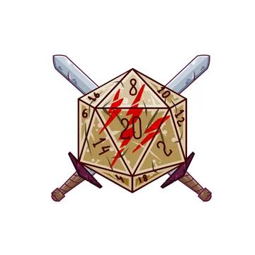 Dice d20 for playing Dnd. Stock Illustration