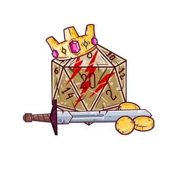Dice d20 for playing Dnd Stock Illustration