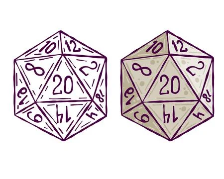 Dice d20 for playing Dnd Stock Illustration