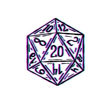 Dice d20 for playing Dnd Stock Illustration