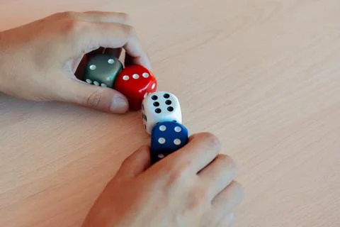 Dice of different colors in different combinations Foto stock
