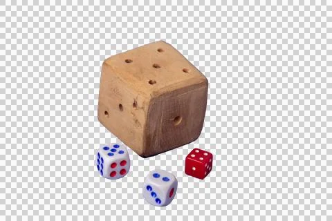 Dice of different sizes and colors Stock Photos