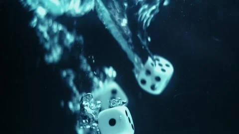 Dice Drop Chaotically Against Abstract Black Background Stock Footage 300888007