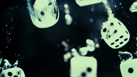 Dice Drop Dramatically Against Abstract Background Stock Footage 300887555