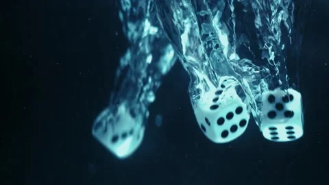 Dice Drop in Water Dramatically in Slow Motion Stock Footage 300892640