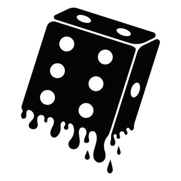 Dice with drops, cubes melt, vector illustration contour icon isolated on white Stock Illustration