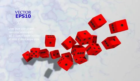The dice fall on the marble surface. Vector illustration. Presentation backgr Stock Illustration