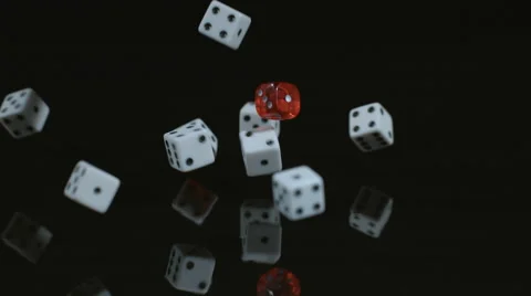 Dice falling and bouncing in slow motion; shot on Phantom Flex 4K at 1000 fps Stock Footage 55654893