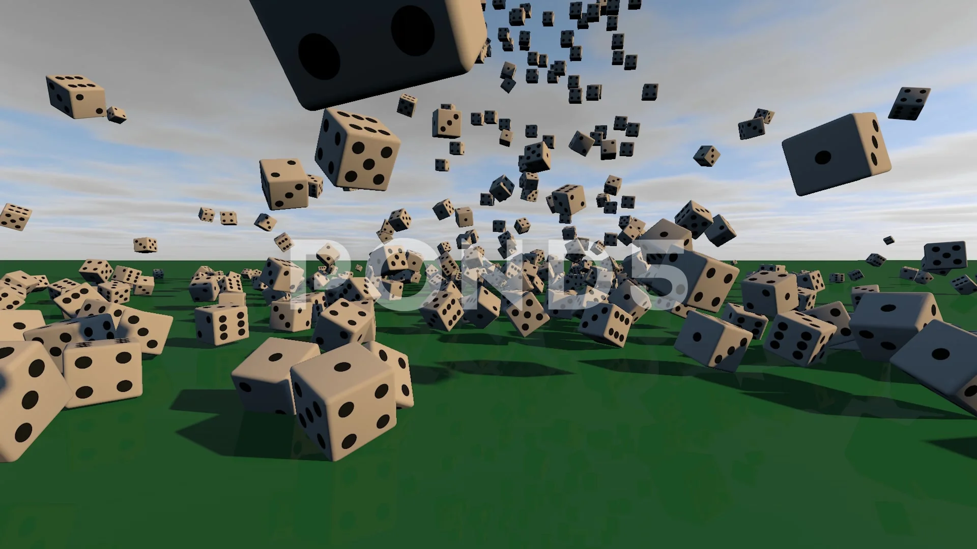 Dice Falling From The Sky And Bouncing On A Floor