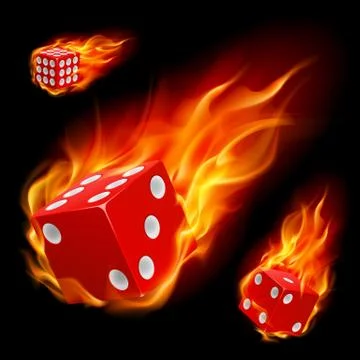 Dice in fire. Illustration on black background Stock Illustration