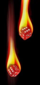 Dice on Fire. Stock Photos