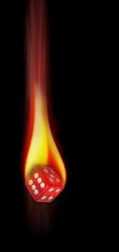 Dice on Fire. Stock Photos