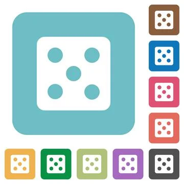 Dice five rounded square flat icons Illustrazione stock