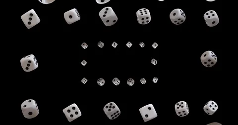 Dice Flying in Patterns on Alpha Channel Stock Footage 114811325