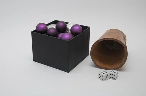 Dice game with a black box Stock Photos