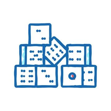 Dice game board table icon doodle illustration 스톡 일러스트