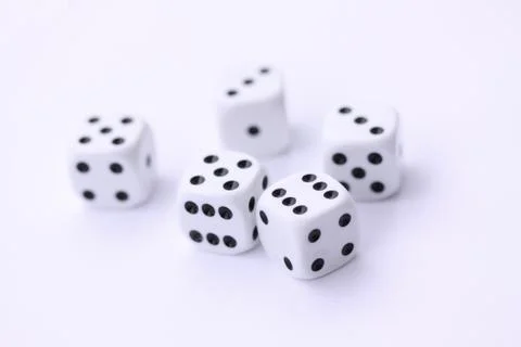 Dice game with dice on white background casino concept Stock Photos
