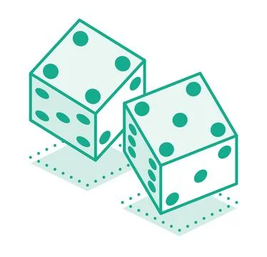 Dice game. Outline objects. Two dices cubes. Icon isolated on white backgroun Stock Illustration