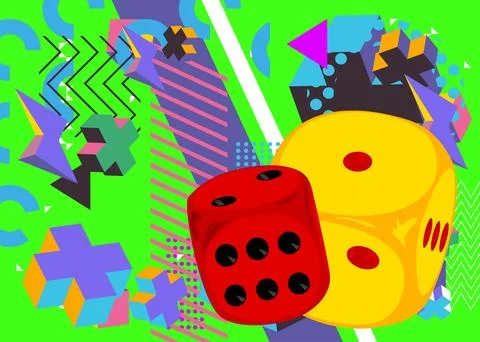 Dice geometrical graphic retro theme background. Minimal geometric elements.. Stock Illustration