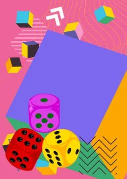 Dice geometrical graphic retro theme background. Minimal geometric elements.. Stock Illustration