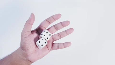Dice in Hand - 2 FOURS Stock-Footage 134559957