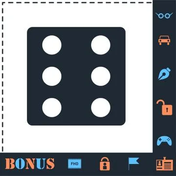 Dice icon flat Illustrazione stock