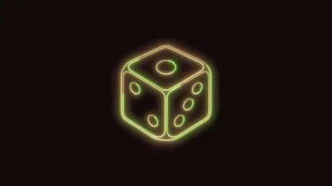 Dice Icon Neon Seamless Loop 4K (Black Background) Stock Footage 310357687