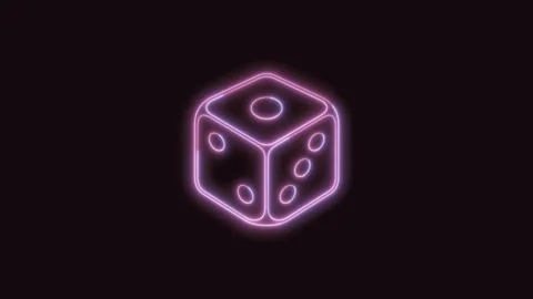 Dice Icon Neon Seamless Loop with Black Background 4K Stock Footage 311301579