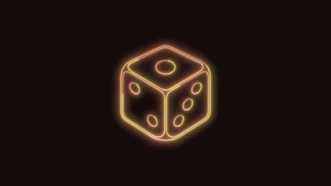 Dice Icon Neon Seamless Loop with Black Background 4K Stock Footage 311430139