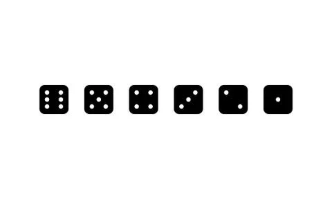 Dice icon set in black. Game concept. Vector on isolated white background. EP Stock Illustration