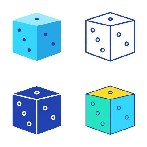 Dice icon set in flat and line style Stock Illustration