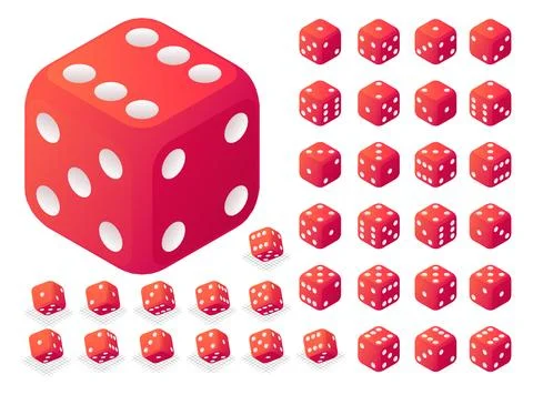 Dice icons set, isometric style Stock Illustration