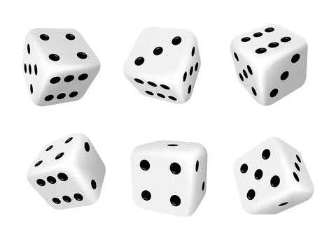 Dice isolated 3d objects, gambling game and casino Illustration