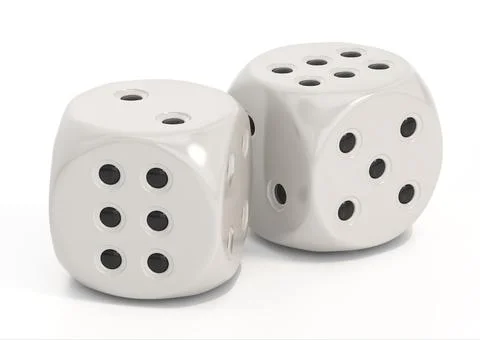 Dice isolated on white background. 3D illustration 스톡 일러스트