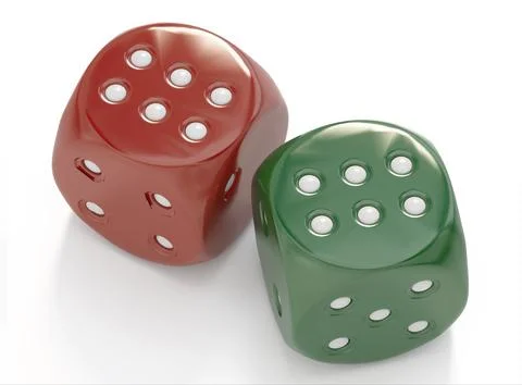 Dice isolated on white background. 3D illustration Ilustração Stock