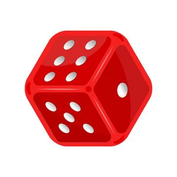 Dice isolated on white background. Red dice cube with white dots. Stock Illustration